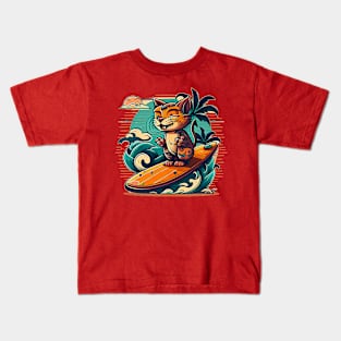 Retro Surf Kitty Kids T-Shirt